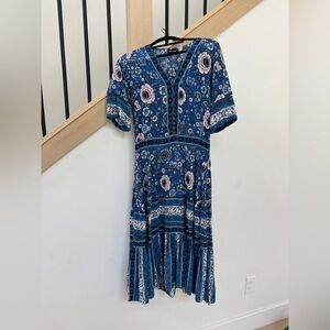 Bohemian Floral Blue Maxi Dress